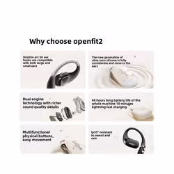 Shokz OpenFit 2 T920 Open - Ear Bluetooth Headphones - Ultimate Comfort & Sound - White