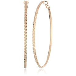 GUESS """"Basic"""" Gold Large Diamond Cut Hoop Earrings