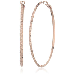 GUESS """"Basic"""" Rose Gold Large Diamond Cut Hoop Earrings