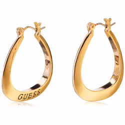 GUESS """"Basic"""" Gold Small Oval Logo Hoop Earrings