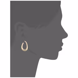 GUESS """"Basic"""" Gold Small Oval Logo Hoop Earrings