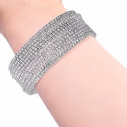 GUESS Silver-Tone 10 piece Rhinestone Stretch Stack Bracelet