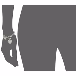 GUESS Women's Silvertone Chain Toggle Dangle Heart Charm Bracelet