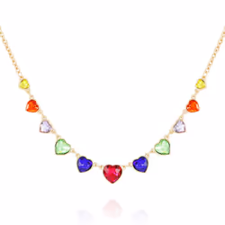 GUESS Goldtone Rainbow Glass Stone Statement Necklace For Women