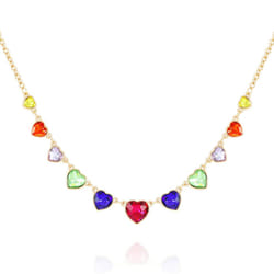 GUESS Goldtone Rainbow Glass Stone Statement Necklace For Women