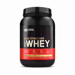 Optimum Nutrition Gold Standard 100%, Powder, Whey protein isolate, Cream, Vanilla, Mix about one scoop of the powder into 6 ...