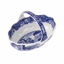 Spode Blue Italian Handled Basket | Fruit Bowl | Centerpiece for Potpourri | Home D?cor | Made of Porcelain | Measures 6-Inches | Dishwasher Safe (Blu