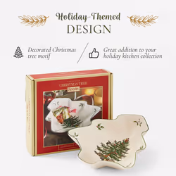 Spode Christmas Tree Serving Dish  9-inch Tree-Shaped Bowl  Fine Earthenware  Dishwasher Safe  Decorative Christmas Serveware  Festive Tableware  Holi