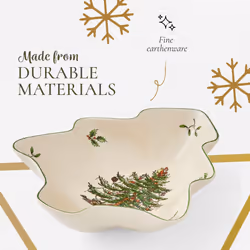 Spode Christmas Tree Serving Dish  9-inch Tree-Shaped Bowl  Fine Earthenware  Dishwasher Safe  Decorative Christmas Serveware  Festive Tableware  Holi