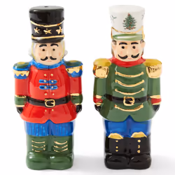 Spode Christmas Tree Collection Nutcracker Salt and Pepper Shaker Set  Green  Measures 4.5-Inches  Holiday Kitchen and Table  ...