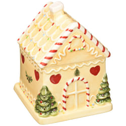 Spode Christmas Tree Gingerbread House Candy Jar | 7 Inch Christmas Cookie Jars made of Fine Earthenware | Candy Jars for Kitchen Counter with Lid | C