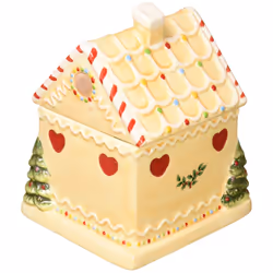 Spode Christmas Tree Gingerbread House Candy Jar | 7 Inch Christmas Cookie Jars made of Fine Earthenware | Candy Jars for Kitchen Counter with Lid | C