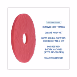 Boardwalk BWK4016RED 16 in. Buffing Floor Pads - Red (5/Carton)