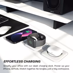 E3000 Magnetic Wireless Charger, Foldable Travel 3 in 1 Fast Charging for iPhone 15,14,13,12,11,Pro, Pro Max Apple Watch Ultra, 8,7,6,5,4,3,2,SE