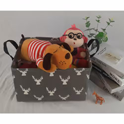 KUNRO Rectangle Toy Bin Waterproof storage organizer for Nursery Hamper Home decor Closet Kids Bedroom Laundry Baby Gift Shelf Baskets(Grey deer)