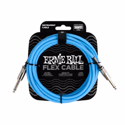 Ernie Ball Flex Instrument Cable Straight/Straight 10ft - Blue, 6.35mm, Male, 6.35mm, Male, 3.05 m, Blue