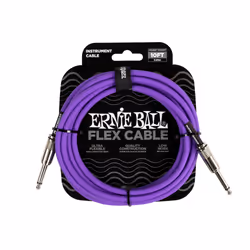 Ernie Ball Flex Instrument Cable Straight/Straight 10ft - Purple, 6.35mm, Male, 6.35mm, Male, 3.05 m, Purple