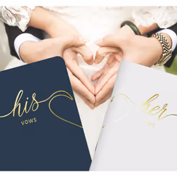 LSSH GmbH Wedding Vow Books Original Vow Books His and Hers Perfect Wedding Essentials for Your Wedding Day 28 Pages  5.5"" X 4"" (Navy & Wh