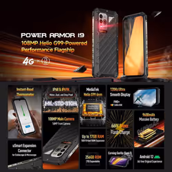 NEW Ulefone Power Armor 19 12GB+256GB Global 4G Rugged Phone Dual SIM Instant-Read Thermometer