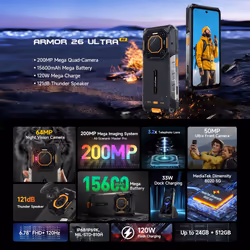 Ulefone Armor 26 Ultra (12+12)GB+512GB Global 5G Rugged Phone 15600mAh 200MP