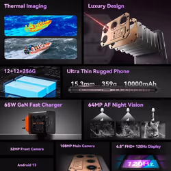 NEW IIIF150 Raptor 12+256GB 4G Rugged Phone Thermal Imaging 108MP 10000mAh NFC