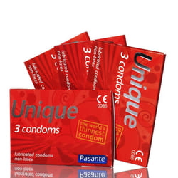 6 x Pasante Unique Non latex Condoms ( 2 x Pack of 3 )