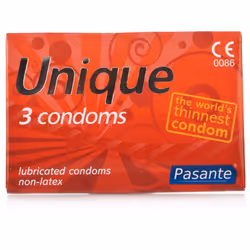 72 x Pasante Unique Non latex Condoms, ( 24 x Pack of 3 condoms )