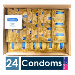 24 x Pasante King Size Condoms | Wider & Longer | 60mm Width | CE KiteMarked