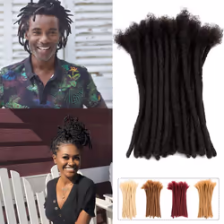 Teresa Medium 0.8cm and Small 0.4cm Width 8 Inch 20 Strands 100% Human Hair Dreadlock Extensions for Men/Women/Kids Full Hand ...