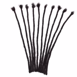 Teresa Medium 0.8cm and Small 0.4cm Width 12 Inch 20 Strands 100% Human Hair Dreadlock Extensions for Men/Women/Kids Full Hand-made Permanent Dread Lo