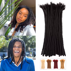 Teresa Medium 0.8cm & Small 0.4cm Width 16 Inch 20 Strands 100% Human Hair Dreadlock Extensions for Men/Women/Kids 0.8cm Widt ...
