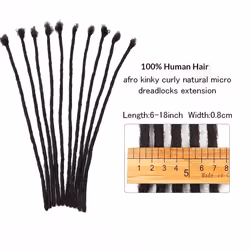 Teresa Medium 0.8cm & Small 0.4cm Width 16 Inch 20 Strands 100% Human Hair Dreadlock Extensions for Men/Women/Kids 0.8cm Width Full Hand-made Permanen
