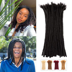 Teresa 16 Inch 70 Strands 100% Human Hair Dreadlock Extensions for Men/Women/Kids 0.8cm Width Full Hand-made Permanent Dread Locs Extensions Human Hai