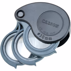 Carson TriView 5x/10x/15x Folding Loupe Magnifier with Built-in Case (