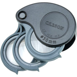 Carson TriView 5x/10x/15x Folding Loupe Magnifier with Built-in Case (