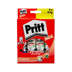 Pritt Glue Stick, Safe & Child-Friendly Craft Glue for Arts & Crafts Activities, Strong-Hold adhesive for School & Office Supplies, 5x43g Pritt Stick