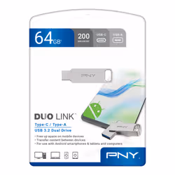 PNY DUO LINK USB flash drive 64 GB USB Type-A / USB Type-C 3.2 Gen 1 (3.1 Gen 1) Stainless steel - Additional view 3