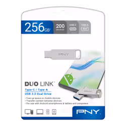 PNY DUO LINK USB flash drive 256 GB USB Type-A / USB Type-C 3.2 Gen 1 (3.1 Gen 1) Stainless steel - Additional view 3
