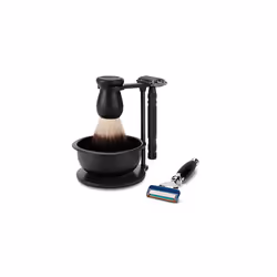 Deluxe Heavyweight Matte Black Shaving Brush Razor Stand with Big Soap Bowl Set,Dad Gifts,Boyfriend Gifts,Husband Gifts for Him