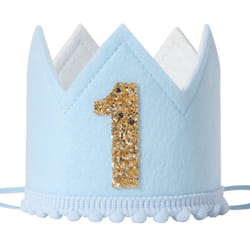 SYESQL Half Birthday/1st Birthday Felt Crown for Boys  Cake Smash Photo Prop  Kids' Birthday Hat