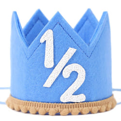 Half Birthday Crown  Blue 6Month Party Hat  Decorations for Baby Half Birthday