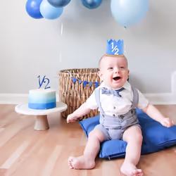 Half Birthday Crown  Blue 6Month Party Hat  Decorations for Baby Half Birthday