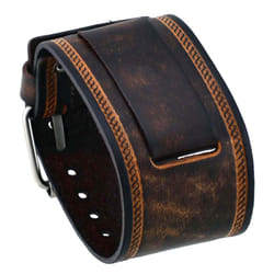 Nemesis #IN-BS 24mm Lug Width Wide Brown Leather Cuff Wrist Watch Band