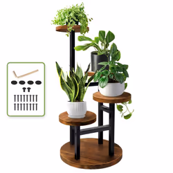 AUGOSTA 4 Tier Corner Plant Stand  Tall Metal Wood Plant Shelf Holder for Indoor  Outdoor Display Rack Flower Pot Stand for L ...