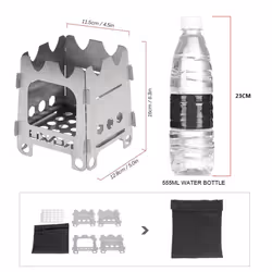 Lixada Titanium Outdoor Camping Stove Portable Ultralight Folding Wood Stove Pocket Stove Camping - Titanium S