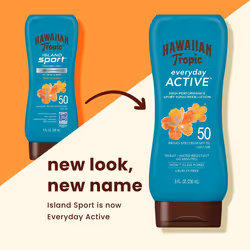 Hawaiian Tropic Everyday Active Sunscreen Lotion SPF 50  Water-Resistant  Broad Spectrum UVA/UVB Protection  8 fl oz (Pack of 2)