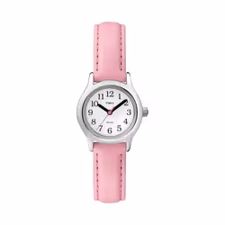 Timex Kids Watch White Dial Analogue Display and Pink Leather Strap (T79081)