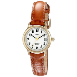 Timex Women's Easy Reader 25mm Watch - Gold-Tone Case White Dial with Honey Brown Croco Leather Strap