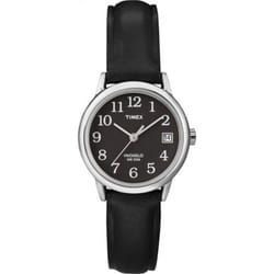 Timex Women's Easy Reader 25mm Watch - Silver-Tone Case Black Dial with Black Leather Strap