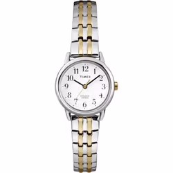 Timex Women's Easy Reader 25mm Watch - Silver-Tone Case White Dial with Two-Tone Expansion Band